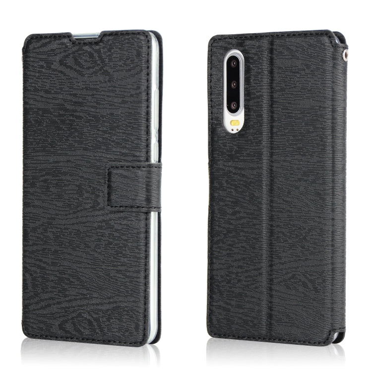 For Huawei P30 Ultra-thin Tree Texture Horizontal Flip TPU + PU Leather Case, with Card Slots & Holder & Lanyard