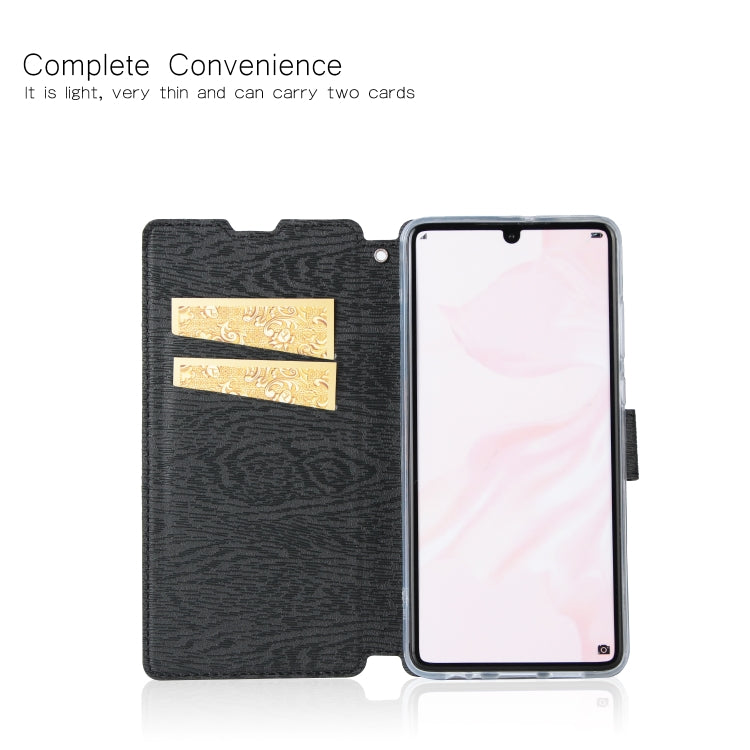 For Huawei P30 Ultra-thin Tree Texture Horizontal Flip TPU + PU Leather Case, with Card Slots & Holder & Lanyard