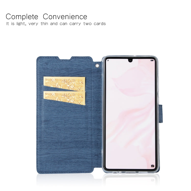 For Huawei P30 Ultra-thin Tree Texture Horizontal Flip TPU + PU Leather Case, with Card Slots & Holder & Lanyard
