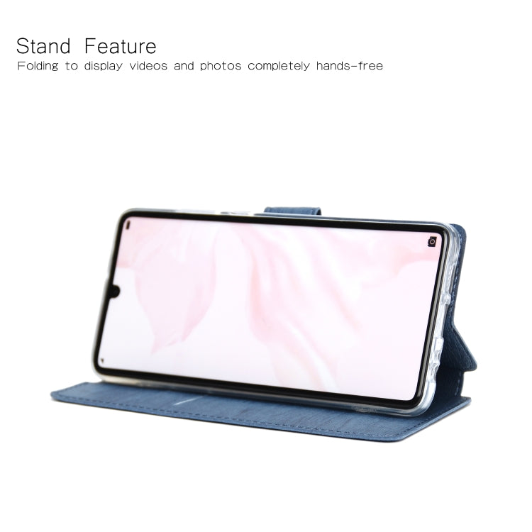 For Huawei P30 Ultra-thin Tree Texture Horizontal Flip TPU + PU Leather Case, with Card Slots & Holder & Lanyard