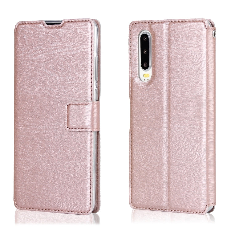 For Huawei P30 Ultra-thin Tree Texture Horizontal Flip TPU + PU Leather Case, with Card Slots & Holder & Lanyard