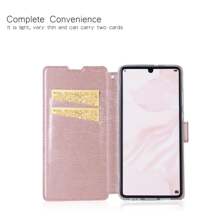 For Huawei P30 Ultra-thin Tree Texture Horizontal Flip TPU + PU Leather Case, with Card Slots & Holder & Lanyard