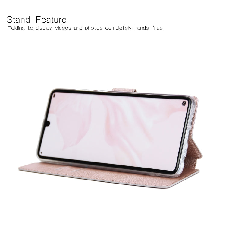 For Huawei P30 Ultra-thin Tree Texture Horizontal Flip TPU + PU Leather Case, with Card Slots & Holder & Lanyard