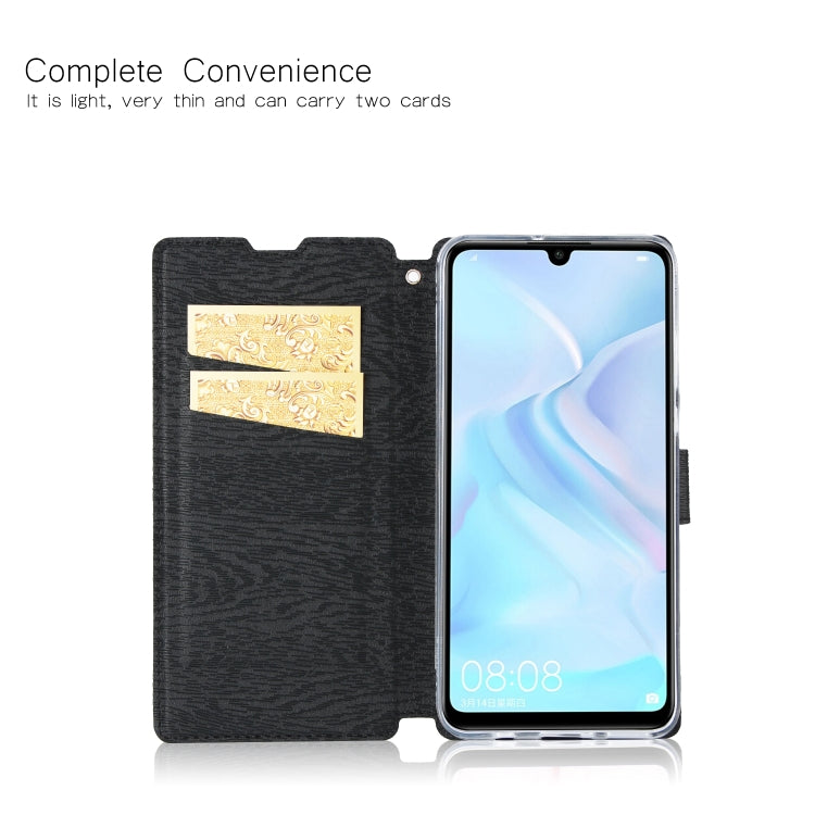 For Huawei P30 Lite Ultra-thin Tree Texture Horizontal Flip TPU + PU Leather Case, with Card Slots & Holder & Lanyard