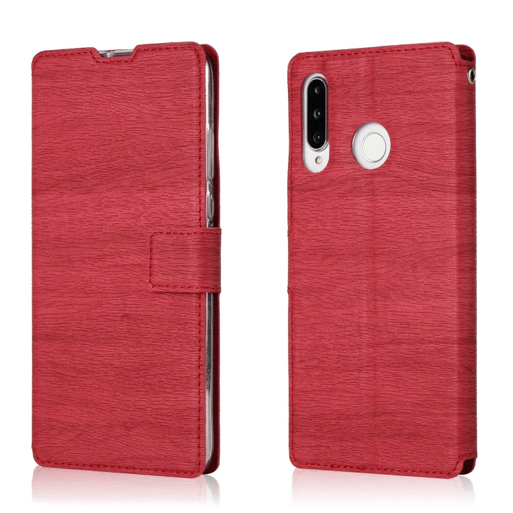 For Huawei P30 Lite Ultra-thin Tree Texture Horizontal Flip TPU + PU Leather Case, with Card Slots & Holder & Lanyard