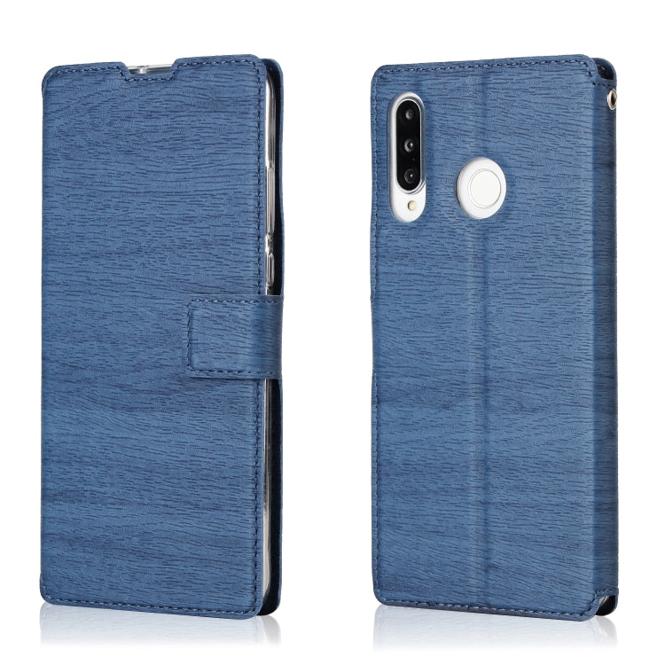 For Huawei P30 Lite Ultra-thin Tree Texture Horizontal Flip TPU + PU Leather Case, with Card Slots & Holder & Lanyard