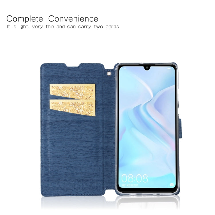 For Huawei P30 Lite Ultra-thin Tree Texture Horizontal Flip TPU + PU Leather Case, with Card Slots & Holder & Lanyard