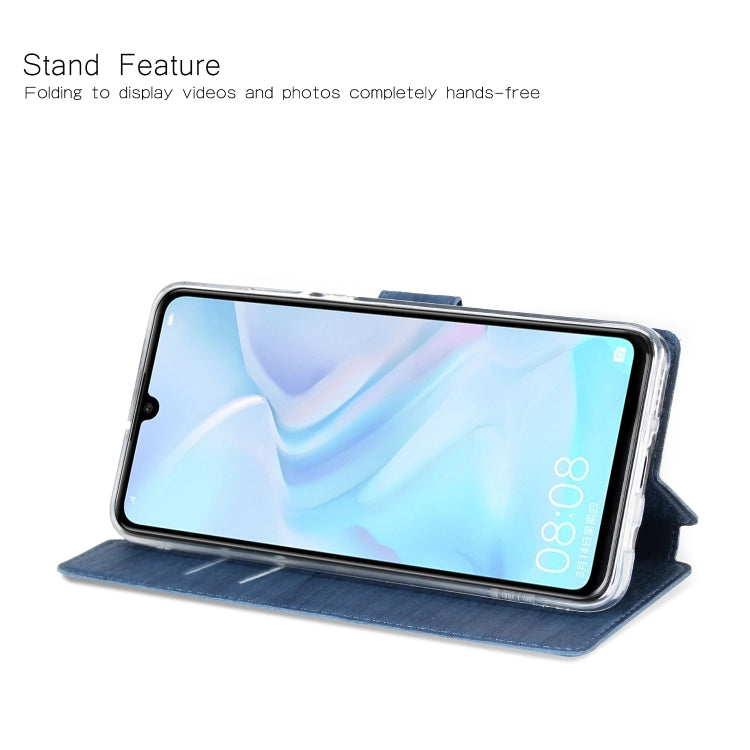 For Huawei P30 Lite Ultra-thin Tree Texture Horizontal Flip TPU + PU Leather Case, with Card Slots & Holder & Lanyard