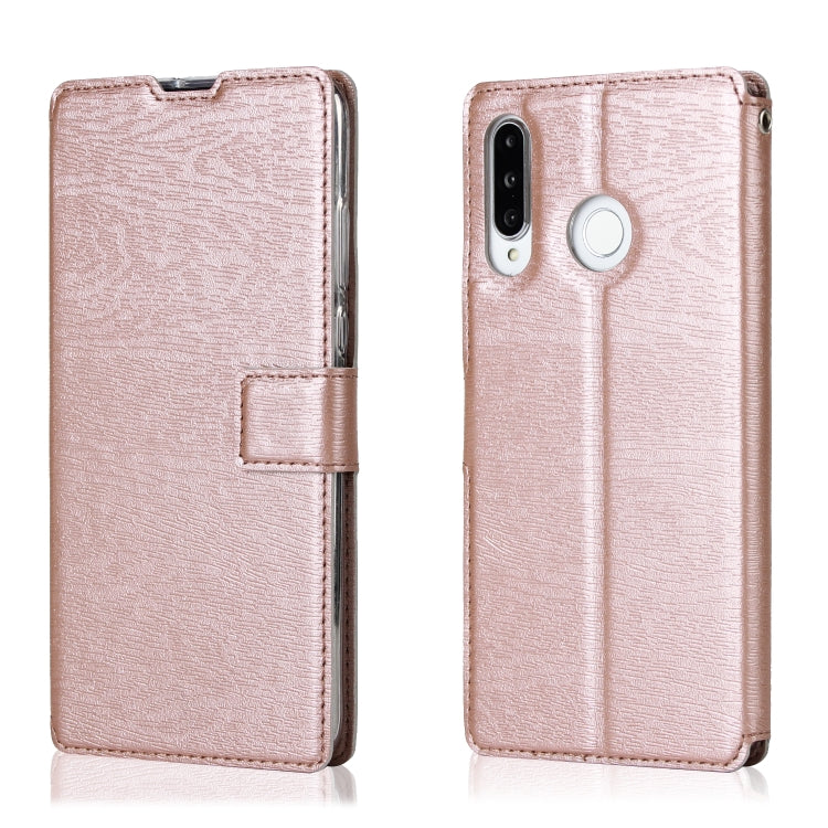 For Huawei P30 Lite Ultra-thin Tree Texture Horizontal Flip TPU + PU Leather Case, with Card Slots & Holder & Lanyard