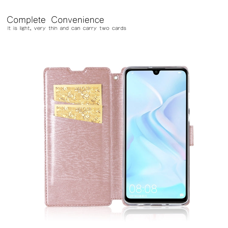 For Huawei P30 Lite Ultra-thin Tree Texture Horizontal Flip TPU + PU Leather Case, with Card Slots & Holder & Lanyard