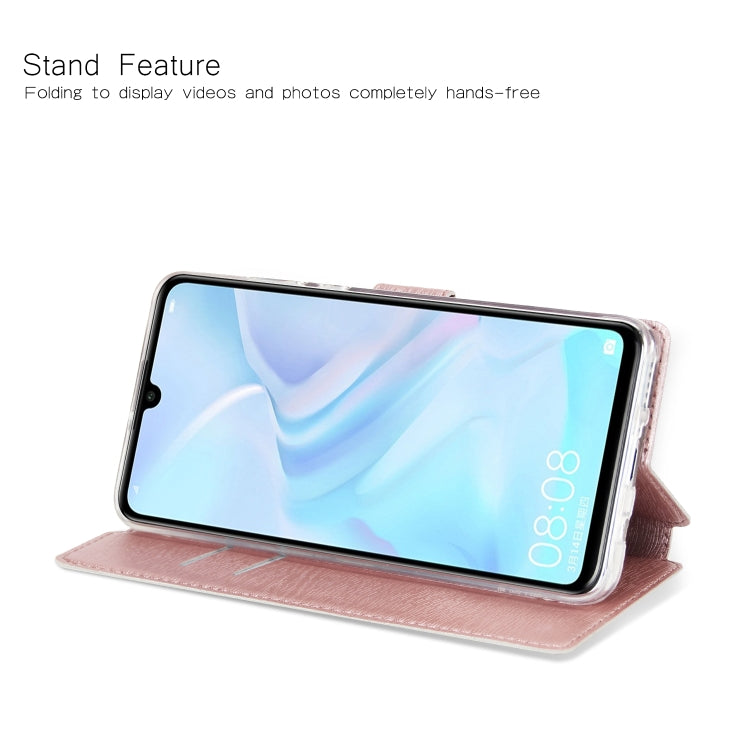 For Huawei P30 Lite Ultra-thin Tree Texture Horizontal Flip TPU + PU Leather Case, with Card Slots & Holder & Lanyard