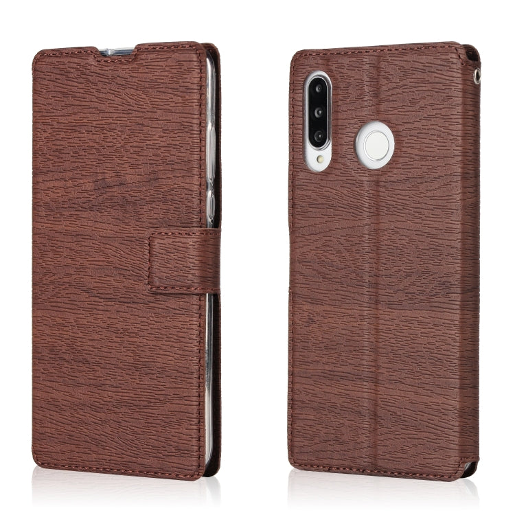 For Huawei P30 Lite Ultra-thin Tree Texture Horizontal Flip TPU + PU Leather Case, with Card Slots & Holder & Lanyard