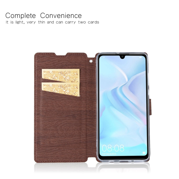 For Huawei P30 Lite Ultra-thin Tree Texture Horizontal Flip TPU + PU Leather Case, with Card Slots & Holder & Lanyard