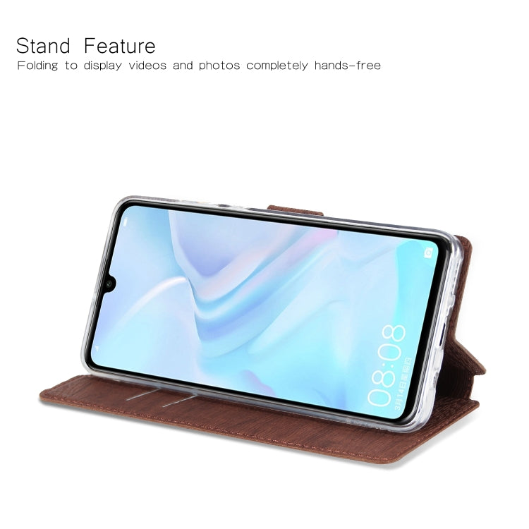 For Huawei P30 Lite Ultra-thin Tree Texture Horizontal Flip TPU + PU Leather Case, with Card Slots & Holder & Lanyard
