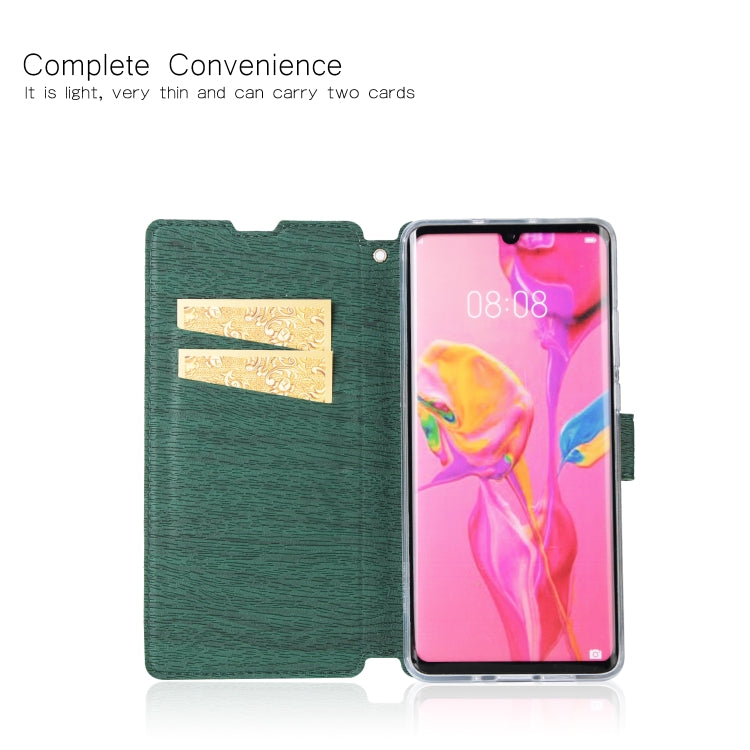 For Huawei P30 Pro Ultra-thin Tree Texture Horizontal Flip TPU + PU Leather Case, with Card Slots & Holder & Lanyard