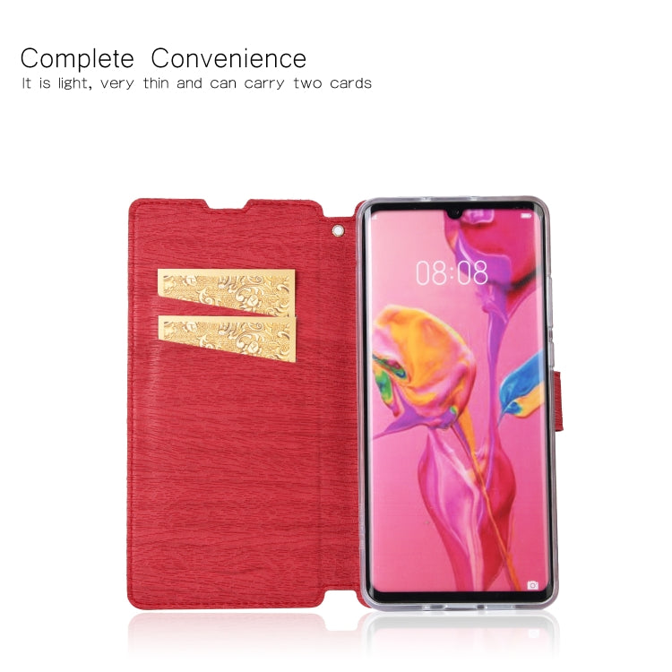 For Huawei P30 Pro Ultra-thin Tree Texture Horizontal Flip TPU + PU Leather Case, with Card Slots & Holder & Lanyard