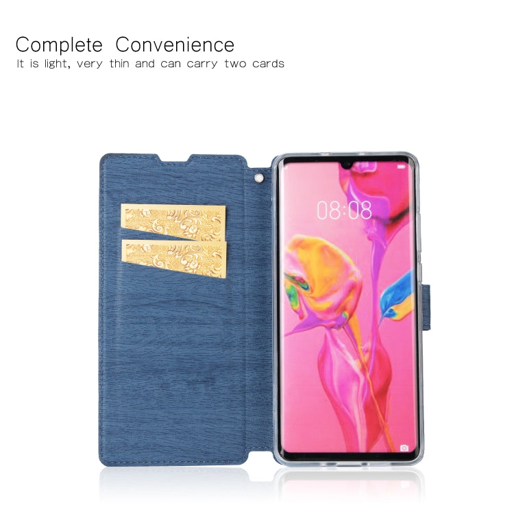 For Huawei P30 Pro Ultra-thin Tree Texture Horizontal Flip TPU + PU Leather Case, with Card Slots & Holder & Lanyard