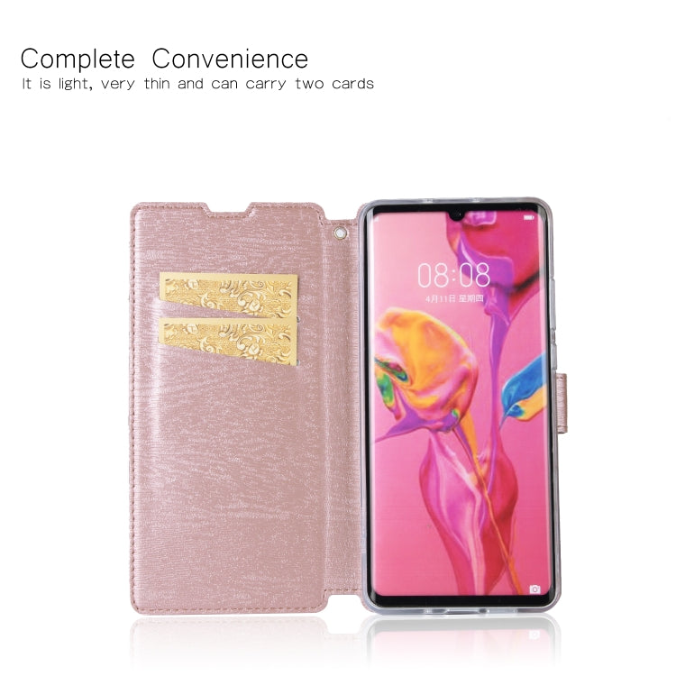 For Huawei P30 Pro Ultra-thin Tree Texture Horizontal Flip TPU + PU Leather Case, with Card Slots & Holder & Lanyard