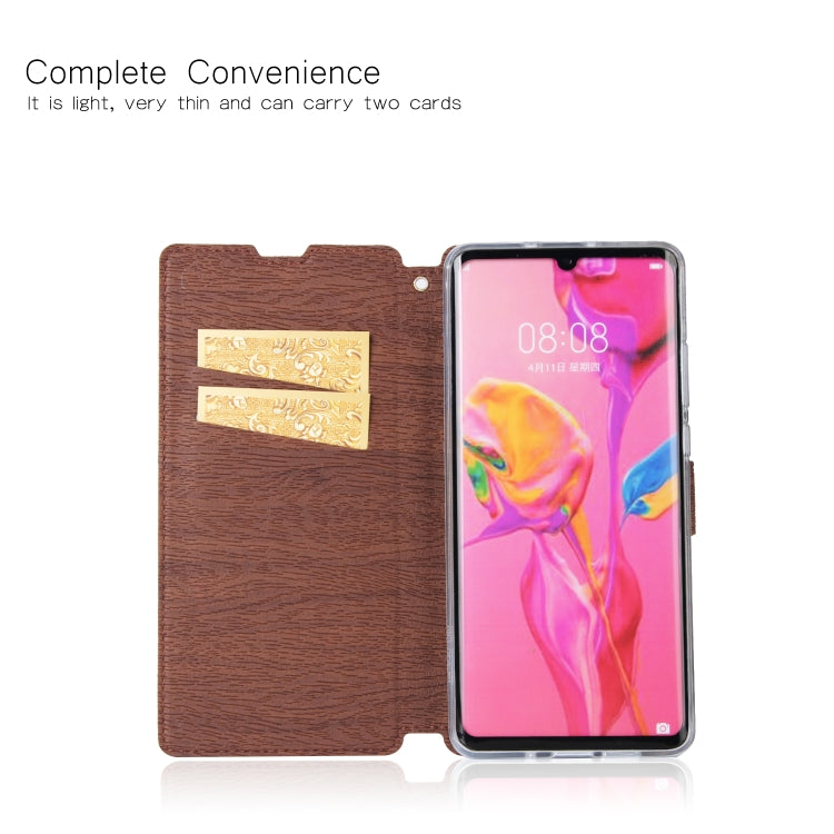 For Huawei P30 Pro Ultra-thin Tree Texture Horizontal Flip TPU + PU Leather Case, with Card Slots & Holder & Lanyard