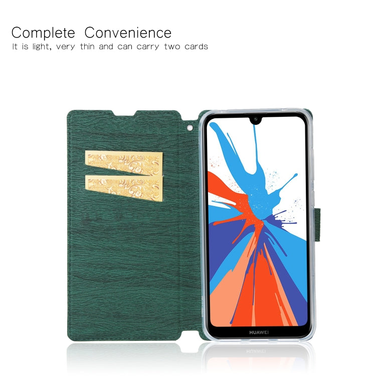 For Huawei Y7 (2019) Ultra-thin Tree Texture Horizontal Flip TPU + PU Leather Case, with Card Slots & Holder & Lanyard