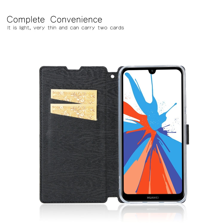 For Huawei Y7 (2019) Ultra-thin Tree Texture Horizontal Flip TPU + PU Leather Case, with Card Slots & Holder & Lanyard