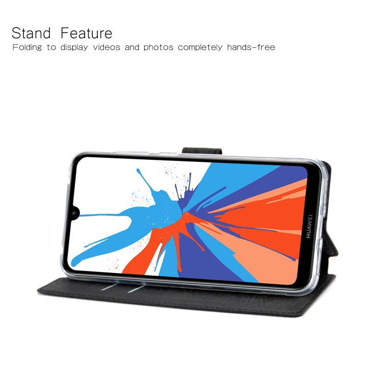 For Huawei Y7 (2019) Ultra-thin Tree Texture Horizontal Flip TPU + PU Leather Case, with Card Slots & Holder & Lanyard