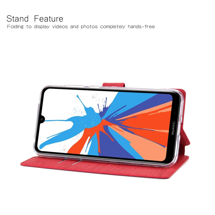 For Huawei Y7 (2019) Ultra-thin Tree Texture Horizontal Flip TPU + PU Leather Case, with Card Slots & Holder & Lanyard