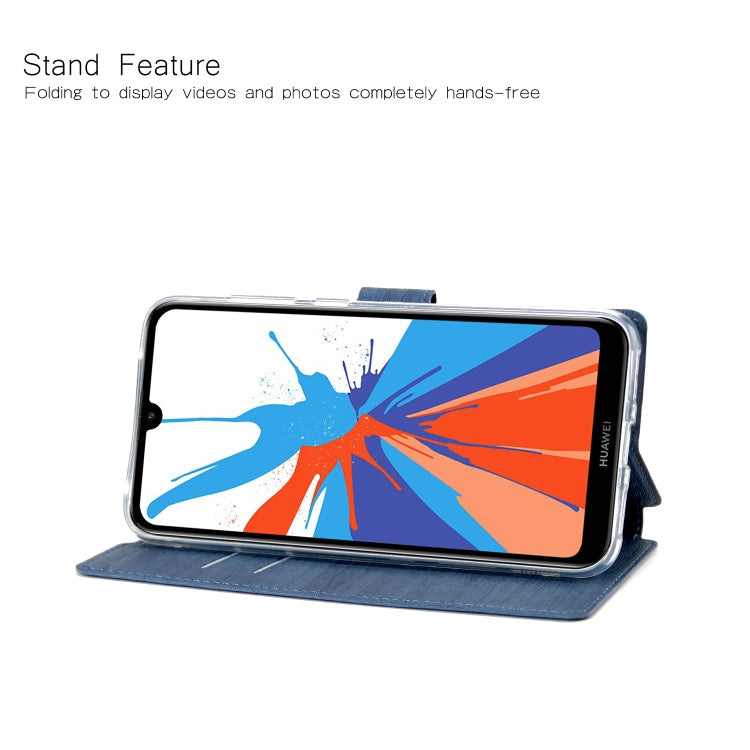 For Huawei Y7 (2019) Ultra-thin Tree Texture Horizontal Flip TPU + PU Leather Case, with Card Slots & Holder & Lanyard