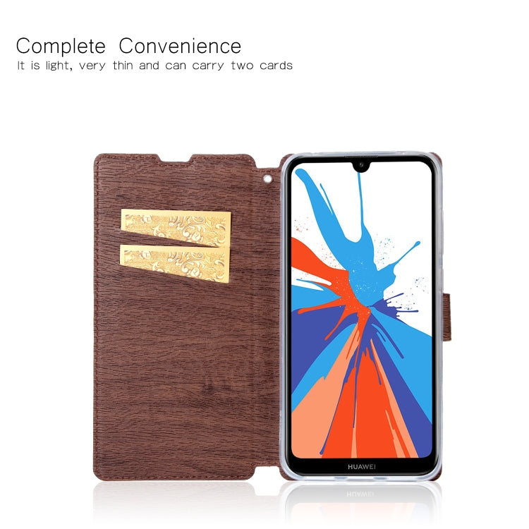 For Huawei Y7 (2019) Ultra-thin Tree Texture Horizontal Flip TPU + PU Leather Case, with Card Slots & Holder & Lanyard