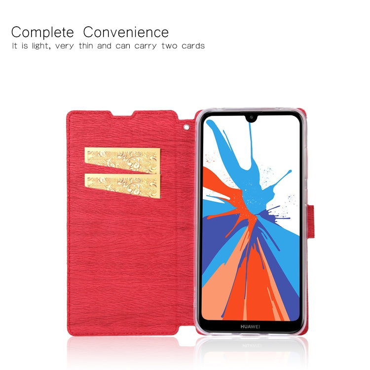 For Huawei Y9 (2019) Ultra-thin Tree Texture Horizontal Flip TPU + PU Leather Case, with Card Slots & Holder & Lanyard