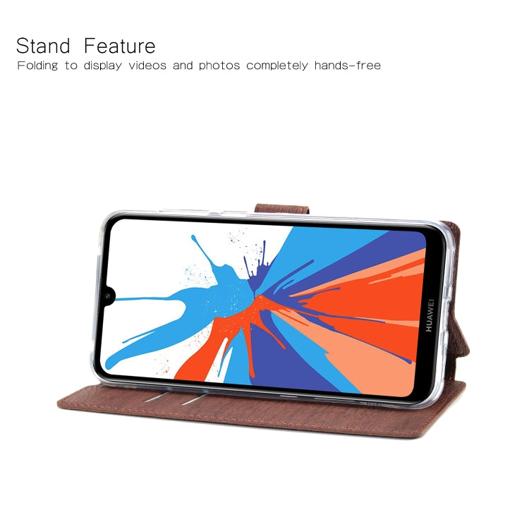 For Huawei Y9 (2019) Ultra-thin Tree Texture Horizontal Flip TPU + PU Leather Case, with Card Slots & Holder & Lanyard