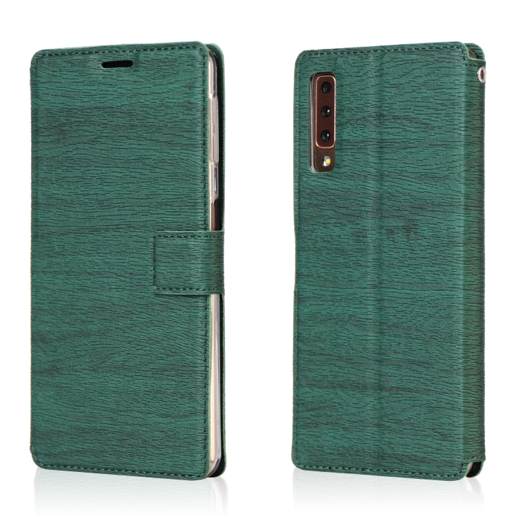 For Galaxy A7 (2018) Ultra-thin Tree Texture Horizontal Flip TPU + PU Leather Case, with Card Slots & Holder & Lanyard