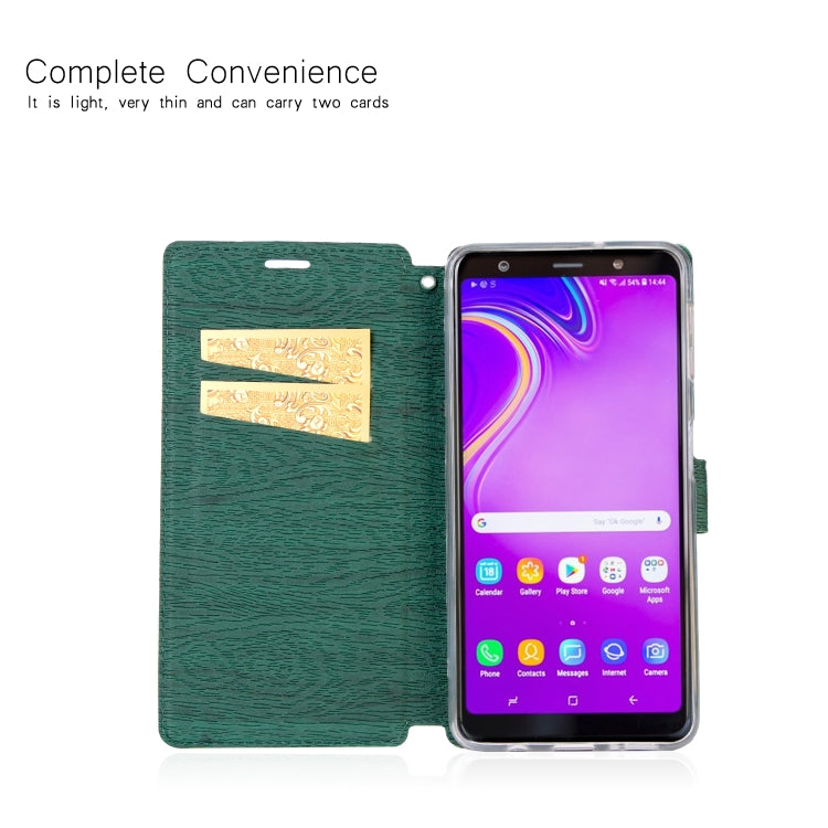 For Galaxy A7 (2018) Ultra-thin Tree Texture Horizontal Flip TPU + PU Leather Case, with Card Slots & Holder & Lanyard