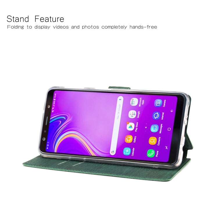 For Galaxy A7 (2018) Ultra-thin Tree Texture Horizontal Flip TPU + PU Leather Case, with Card Slots & Holder & Lanyard