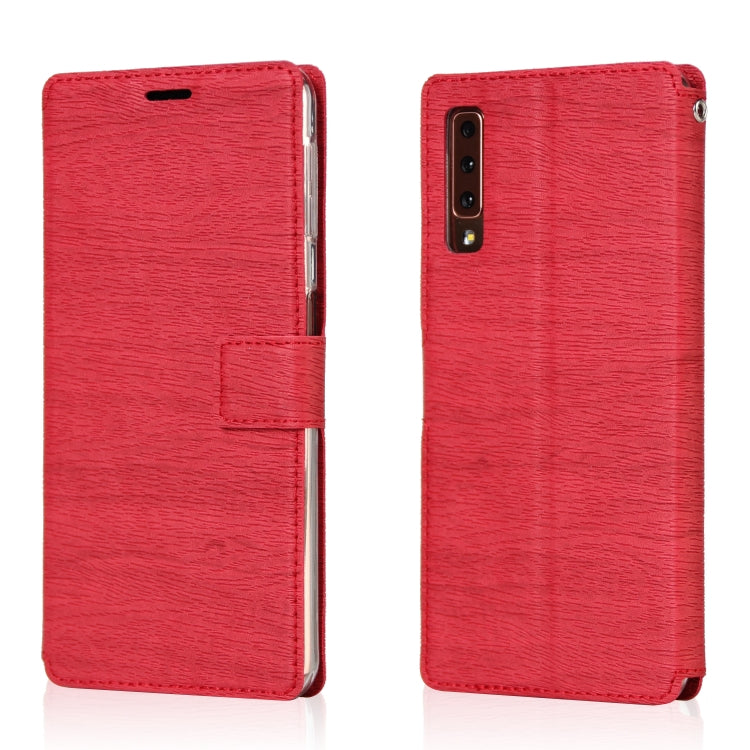 For Galaxy A7 (2018) Ultra-thin Tree Texture Horizontal Flip TPU + PU Leather Case, with Card Slots & Holder & Lanyard