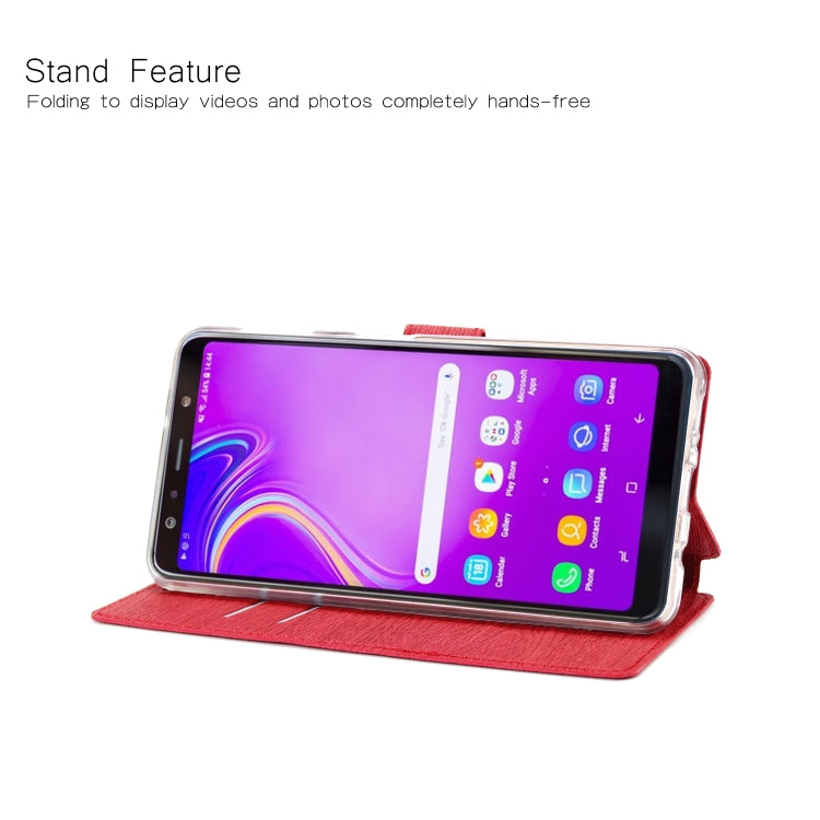 For Galaxy A7 (2018) Ultra-thin Tree Texture Horizontal Flip TPU + PU Leather Case, with Card Slots & Holder & Lanyard