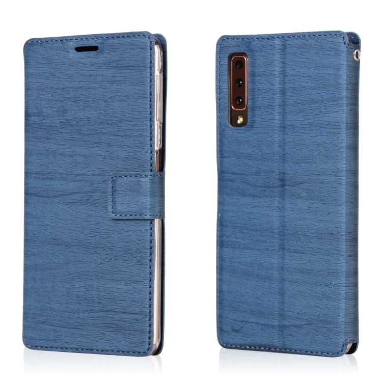 For Galaxy A7 (2018) Ultra-thin Tree Texture Horizontal Flip TPU + PU Leather Case, with Card Slots & Holder & Lanyard