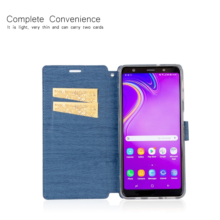 For Galaxy A7 (2018) Ultra-thin Tree Texture Horizontal Flip TPU + PU Leather Case, with Card Slots & Holder & Lanyard