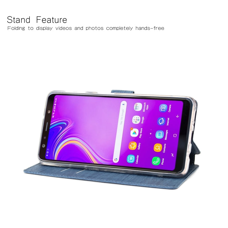 For Galaxy A7 (2018) Ultra-thin Tree Texture Horizontal Flip TPU + PU Leather Case, with Card Slots & Holder & Lanyard