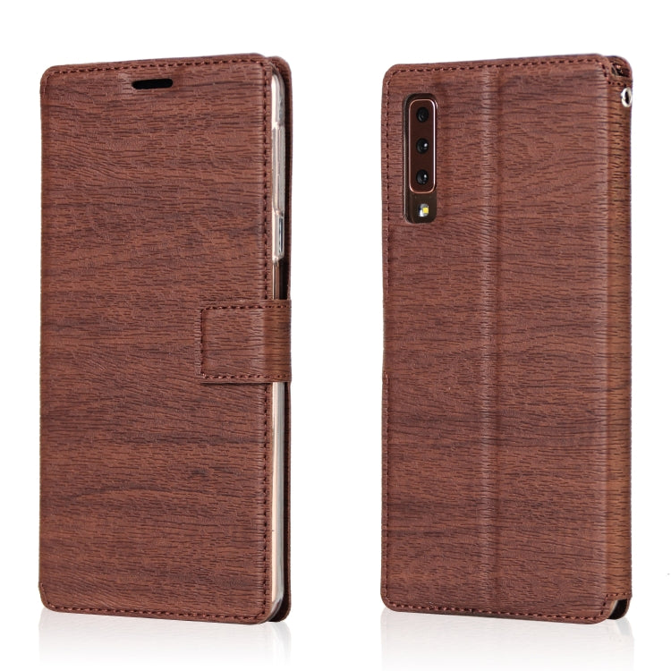 For Galaxy A7 (2018) Ultra-thin Tree Texture Horizontal Flip TPU + PU Leather Case, with Card Slots & Holder & Lanyard