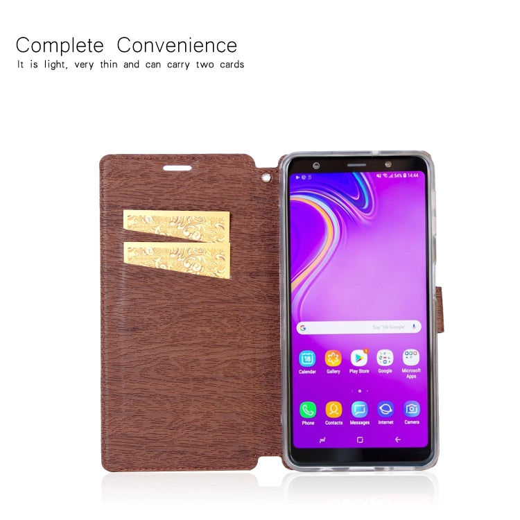 For Galaxy A7 (2018) Ultra-thin Tree Texture Horizontal Flip TPU + PU Leather Case, with Card Slots & Holder & Lanyard