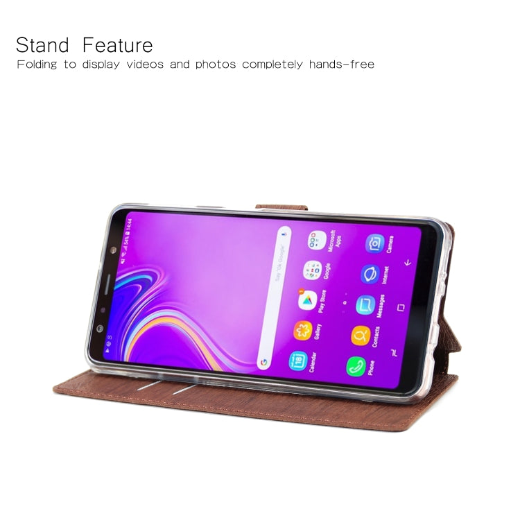 For Galaxy A7 (2018) Ultra-thin Tree Texture Horizontal Flip TPU + PU Leather Case, with Card Slots & Holder & Lanyard