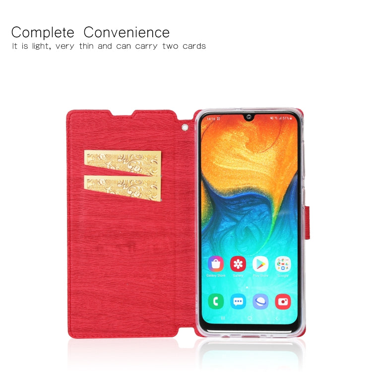 For Galaxy A30 / A50 / A20 Ultra-thin Tree Texture Horizontal Flip TPU + PU Leather Case, with Card Slots & Holder & Lanyard