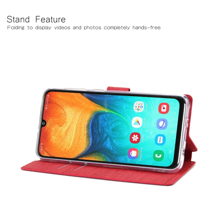 For Galaxy A30 / A50 / A20 Ultra-thin Tree Texture Horizontal Flip TPU + PU Leather Case, with Card Slots & Holder & Lanyard