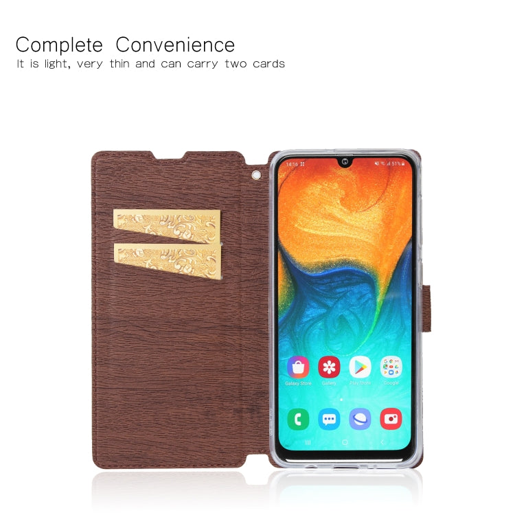 For Galaxy A30 / A50 / A20 Ultra-thin Tree Texture Horizontal Flip TPU + PU Leather Case, with Card Slots & Holder & Lanyard