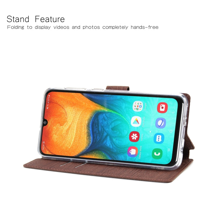 For Galaxy A30 / A50 / A20 Ultra-thin Tree Texture Horizontal Flip TPU + PU Leather Case, with Card Slots & Holder & Lanyard