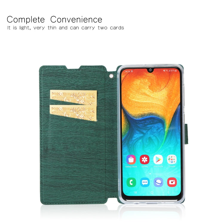 For Galaxy A40 Ultra-thin Tree Texture Horizontal Flip TPU + PU Leather Case, with Card Slots & Holder & Lanyard