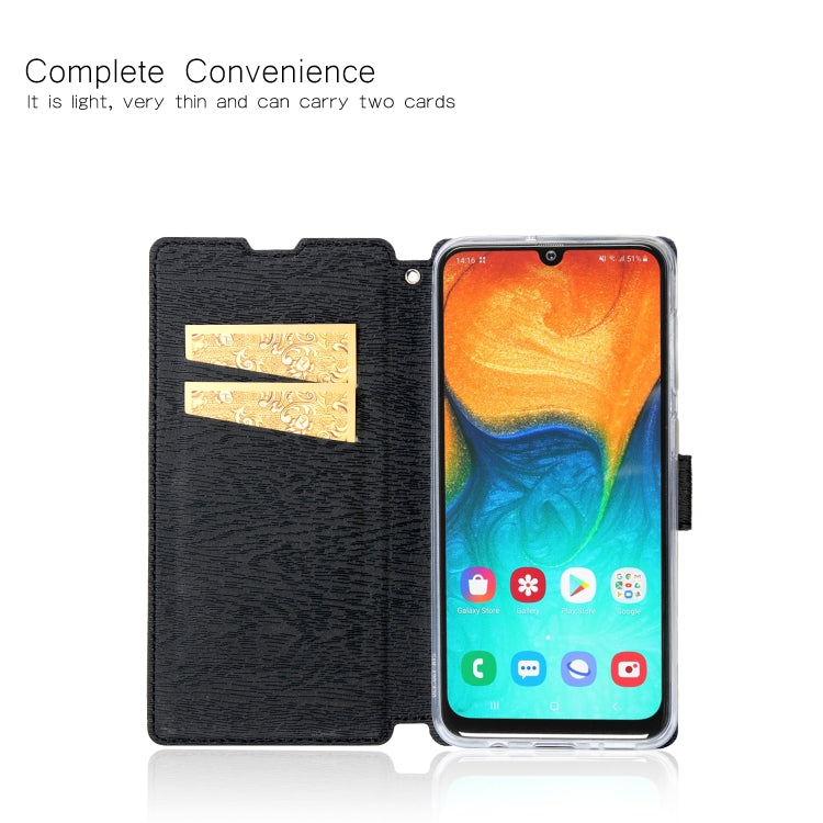 For Galaxy A40 Ultra-thin Tree Texture Horizontal Flip TPU + PU Leather Case, with Card Slots & Holder & Lanyard