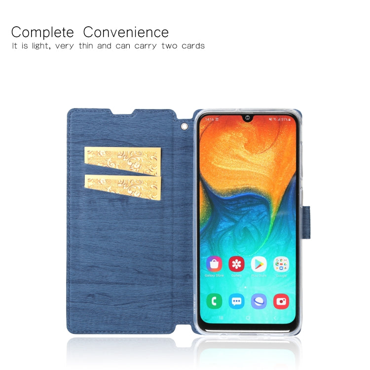 For Galaxy A40 Ultra-thin Tree Texture Horizontal Flip TPU + PU Leather Case, with Card Slots & Holder & Lanyard