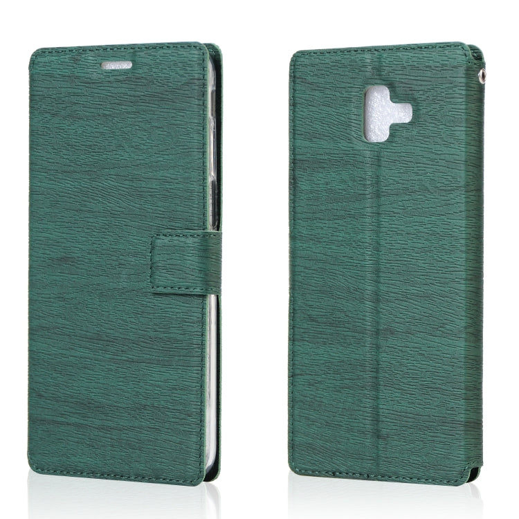 For Galaxy J6+ Ultra-thin Tree Texture Horizontal Flip TPU + PU Leather Case, with Card Slots & Holder & Lanyard